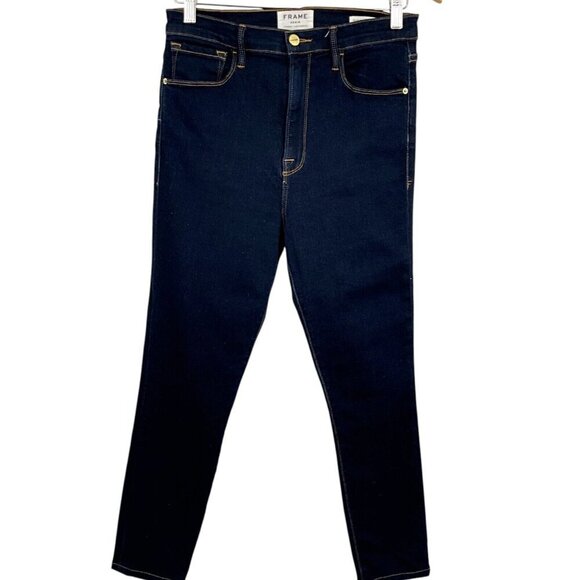 FRAME Denim - Frame Ali High Rise Cigarette Jeans Grove Street Size 30 Dark Wash Skinny Ankle